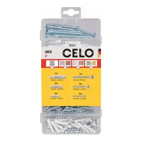Assortiment boit F5, 6, 8 avec vis (210 pcs) CELO