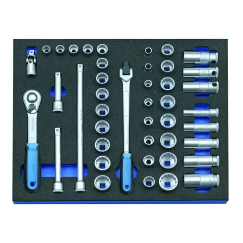 Assortiment de clés à douille Gedore 3/8" dans le module Check-Tool, 43 pcs