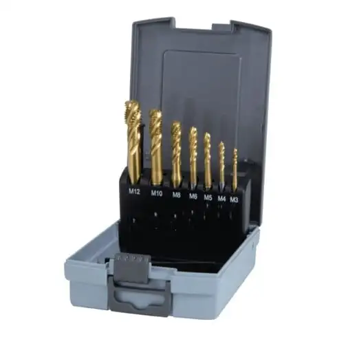 Assortiment tarauds machine HSS TiN forme C 35° 7 pièces