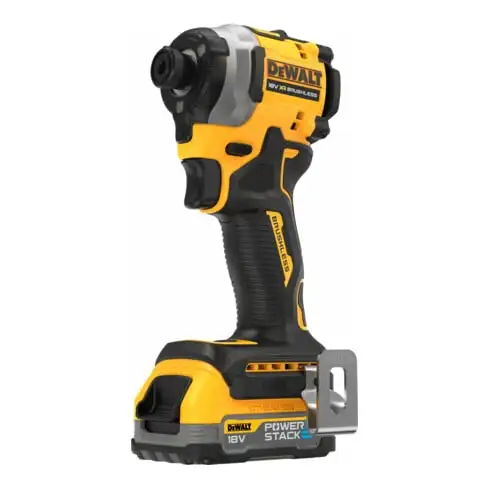 Clé à choc sans fil 1/4" DEWALT 18V XR (sans balais), max. 206 Nm, incl. 2x batterie Powerstack (18 Volt / 1,7 Ah) avec technologie de batterie Pouch DCF850E2T-QW