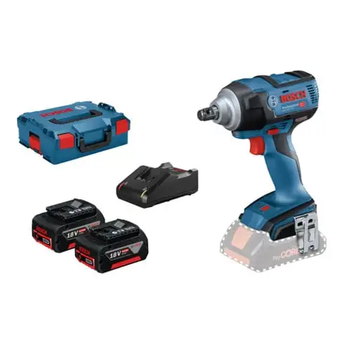 Visseuse à choc sans fil Bosch GDS 18V-300, 2 batteries rechargeables 18V 4.0Ah, chargeur rapide 18V-40