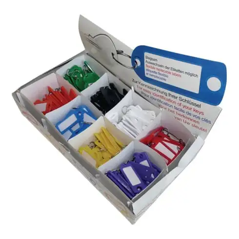 Porte-clés avec crochet S néon, couleurs assorties, plast. avec crochet S