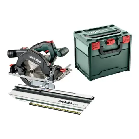 Set Metabo scie circulaire portative sans fil KS 18 LTX 57 avec rail de coupe transversale KFS 44 ; metaBOX 340 ; 18V x +