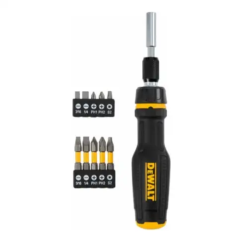 Tournevis à embouts avec cliquet DEWALT, y compris jeu d'embouts 10 pces DWHT68001-0