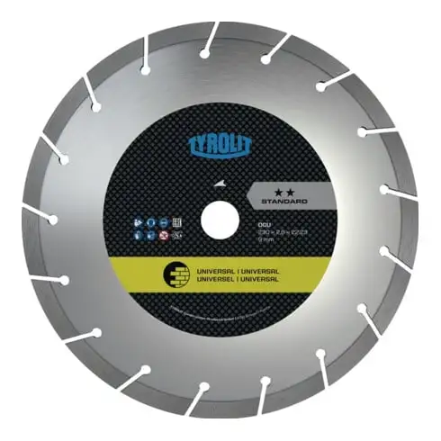 TYROLIT Disque de tronçonnage diamanté STANDARD** Universel, ⌀ disque : 180mm