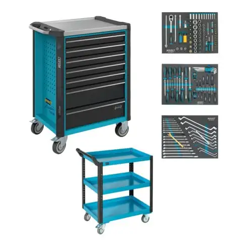 Workshop trolley Assistant 179NX-7/136 ∙ Tiroirs à plat : 5 x 77 x 522 x∙ 398 mm x Tiroirs hauts : 2 x 162 x 522 x 398 mm HAZET